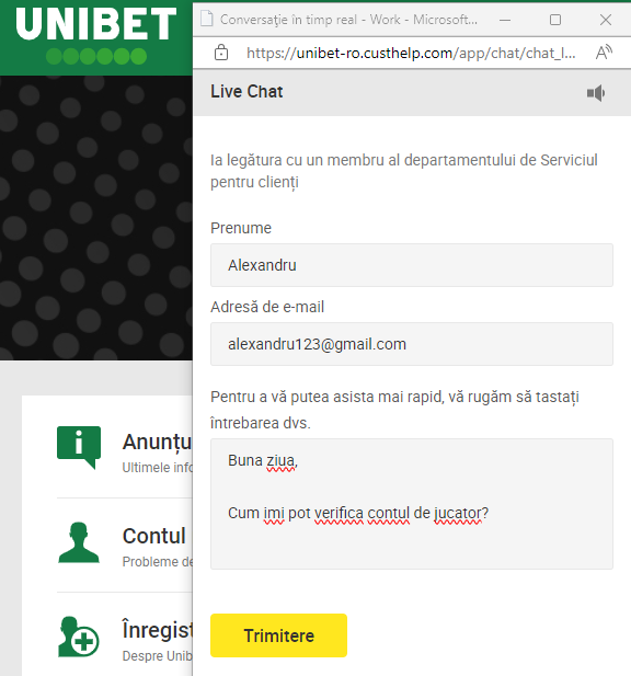 live chat unibet