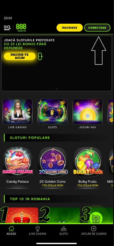 meniu aplicatie 888 casino